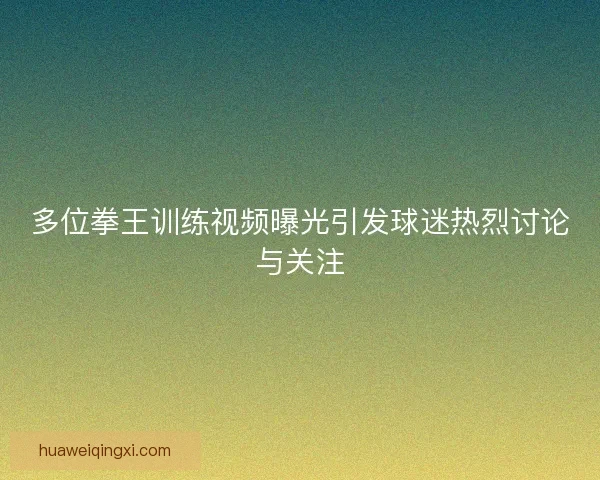 多位拳王训练视频曝光引发球迷热烈讨论与关注